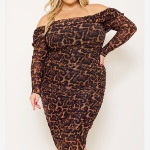 Leopard Off-Shoulder Bodycon Dress for Night Out